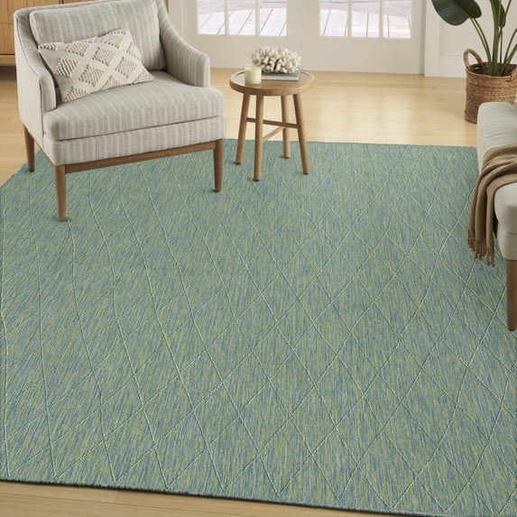 Nourison Practical Solutions Outdoor Blue Green 8' x 10' Area Rug (8x10)