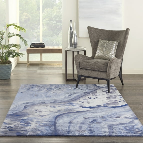 Nourison Prismatic Modern Abstract Blue 5'6" x 7'5" Area Rug, (6' x 8')