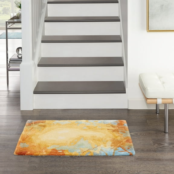 Nourison Prismatic Modern Abstract Gold/Multicolor 2' x 3' Area Rug, (2x3)