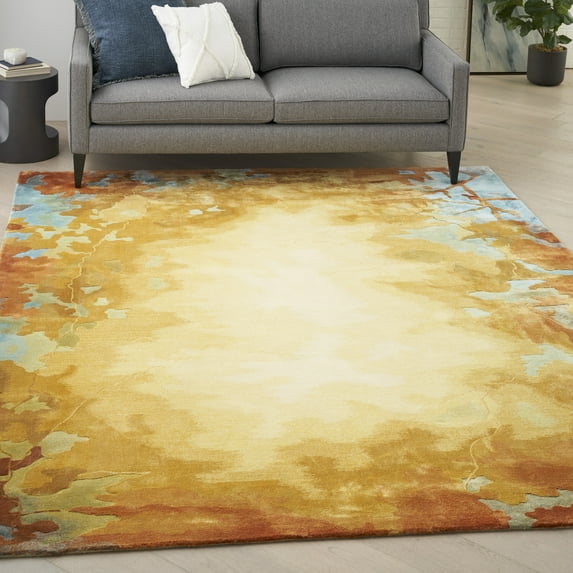 Nourison Prismatic Modern Abstract Gold/Multicolor 5'6" x 7'5" Area Rug, (5x7)
