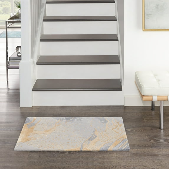 Nourison Prismatic Modern Abstract Grey/Gold 2' x 3' Area Rug, (2x3)