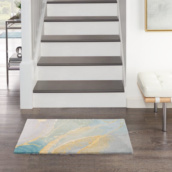 Nourison Prismatic Modern Abstract Grey/Seafoam 2' x 3' Area Rug, (2x3)