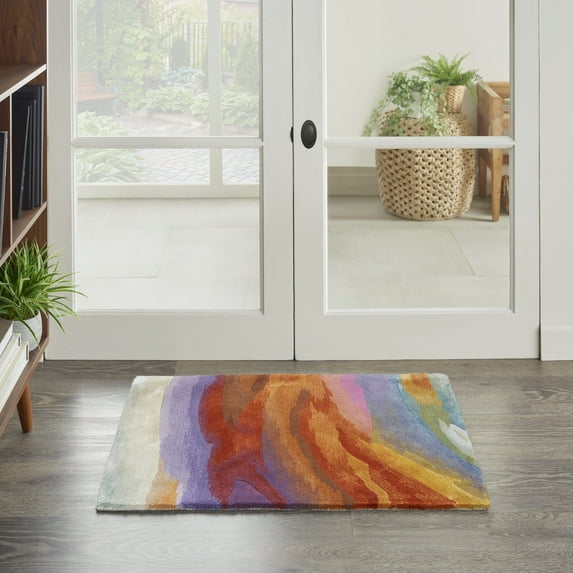 Nourison Prismatic Modern Abstract Multicolor 2' x 3' Area Rug, (2x3)