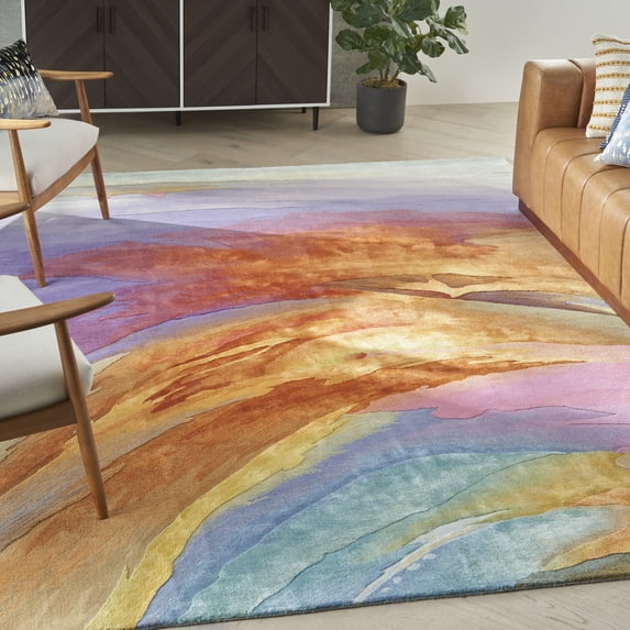 Nourison Prismatic Modern Abstract Multicolor 5'6" x 7'5" Area Rug, (5x7)