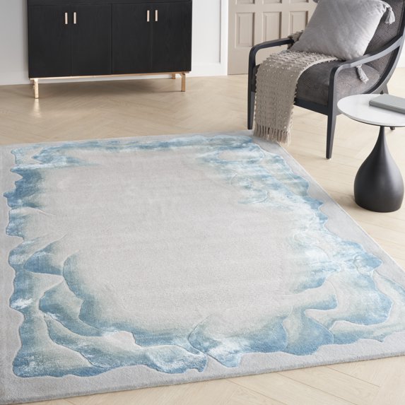 Nourison Prismatic Modern Abstract Sea Mist Blue 3'9" x 5'9" Area Rug, (4x6)