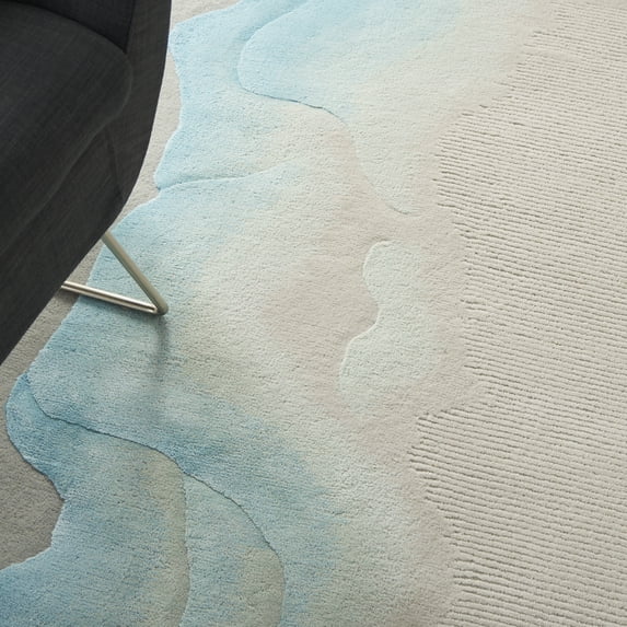Nourison Prismatic Modern Abstract Sea Mist Blue 7'9" x 9'9" Area Rug, (8x10)