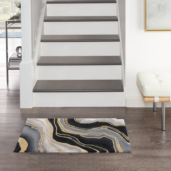 Nourison Prismatic Modern Charcoal Grey 2' x 3' Area Rug (2x3)