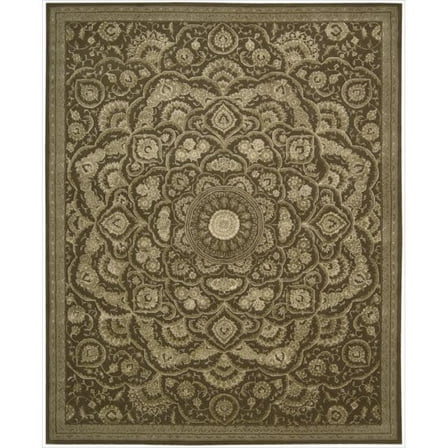 Nourison  Regal Hand-tufted Area Rug Brown 2'3" x 8' Runner Synthetic, Silk, Wool 8' Runner Beige Transitional, Classic