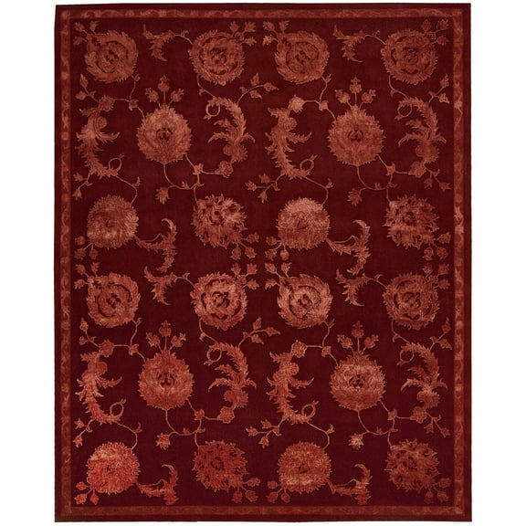 Nourison  Regal REG03 Hand-tufted Area Rug Red 3'9" x 5'9" Border 4' x 6' Burgundy