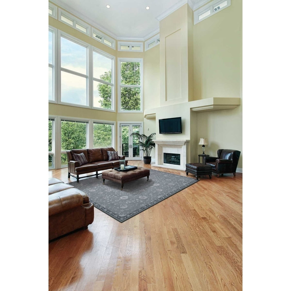 Gray Tufted Handmade Wool and Silk Rectangular Rug 5.5' x 8.5'
