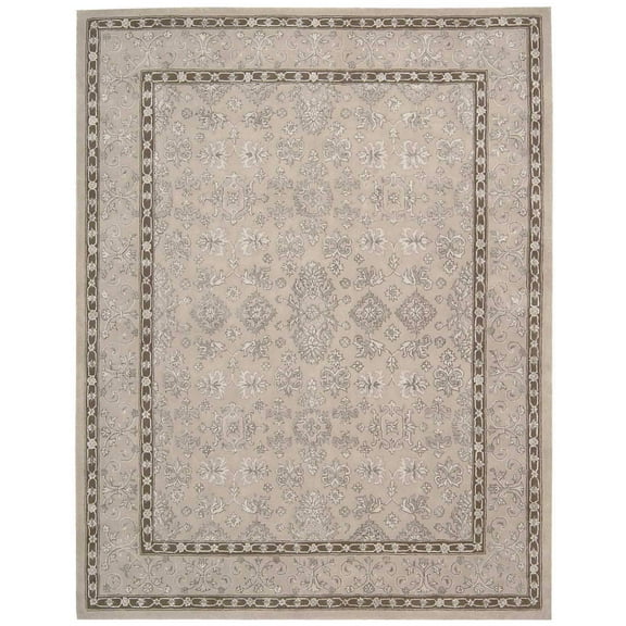 Nourison  Regal REG09 Area Rug 7'9" x 9'9" Contains Latex 8' x 10' Indoor Living Room, Bedroom, Dining Room Cream Traditional, Classic