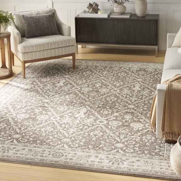 Nourison Renewed 6' x 9' Ivory Mocha Vintage Indoor Rug