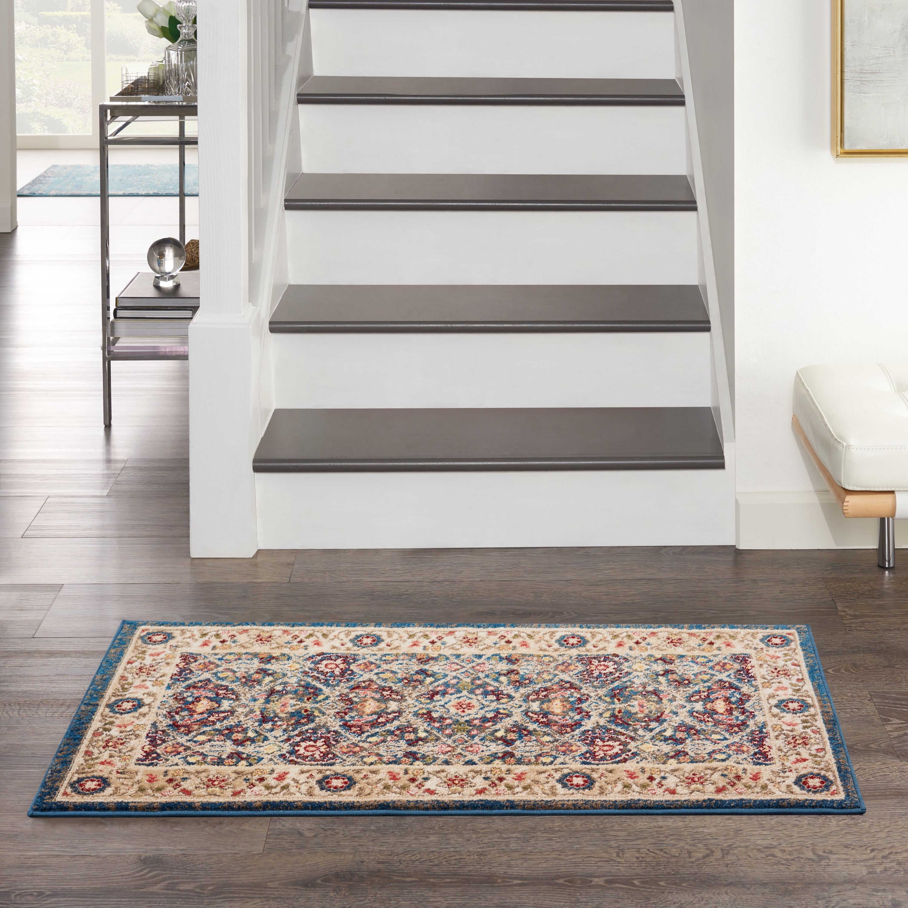 Nourison Revel Farmhouse Persian Blue Ivory 2' x 4' Area Rug, (2' x 4