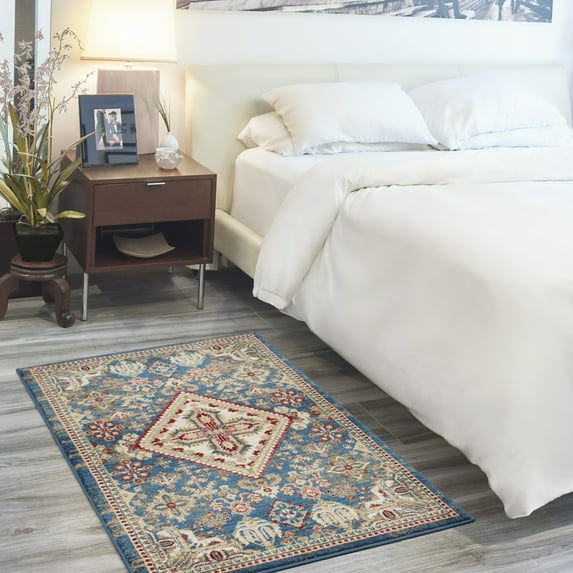 Nourison Revel Farmhouse Persian Blue Ivory 3' x 5' Area Rug, (3' x 5')