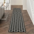 thumbnail image 1 of Nourison Reversible Indoor Outdoor 2'2" x 10' Black Modern Rug, 1 of 8