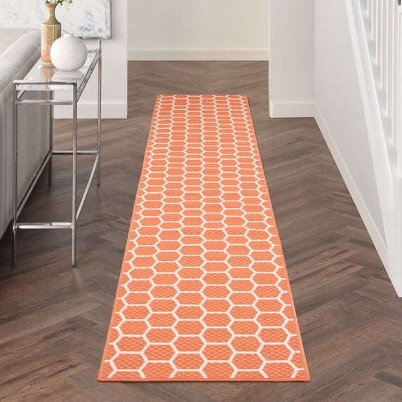 Nourison Reversible Indoor Outdoor 2'2" x 10' Coral Modern Rug