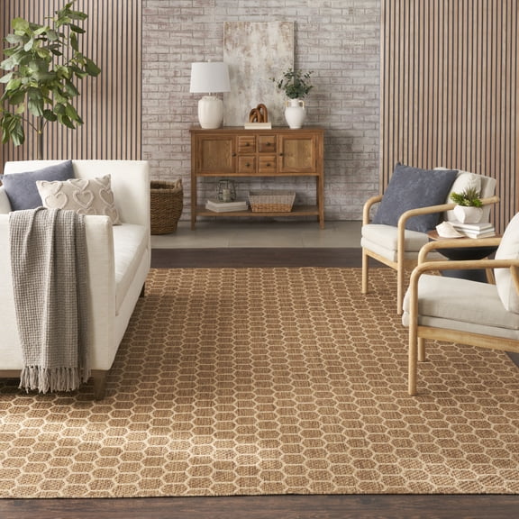 Nourison Reversible Indoor Outdoor 8' x 10' Natural Modern Rug