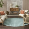 thumbnail image 1 of Nourison Reversible Indoor Outdoor 8' x Round Aqua Modern Rug, 1 of 10