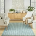 thumbnail image 1 of Nourison Reversible Indoor Outdoor Geometric Aqua 5' x 7'Area Rug (5x7), 1 of 10
