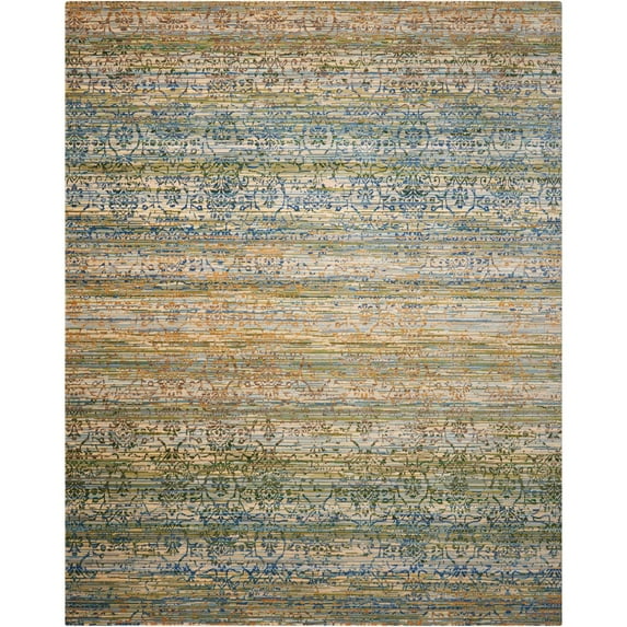 Nourison Rhapsody Beige Blue Area Rug RH003 5'6" x 8'
