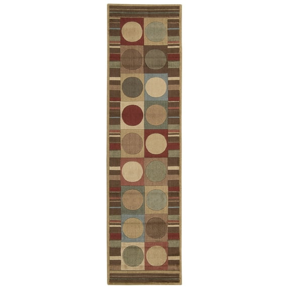 Nourison Rhythm RST80 Area Rug 1'11" x 7'6" Runner Latex Free Polyester,Synthetic,Acrylic Geometric 8' Runner Indoor,Runner Red