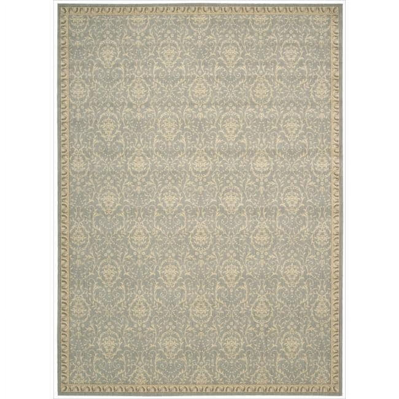 Elegant Vintage Blue Wool & Silk Blend Area Rug - 7'x9'