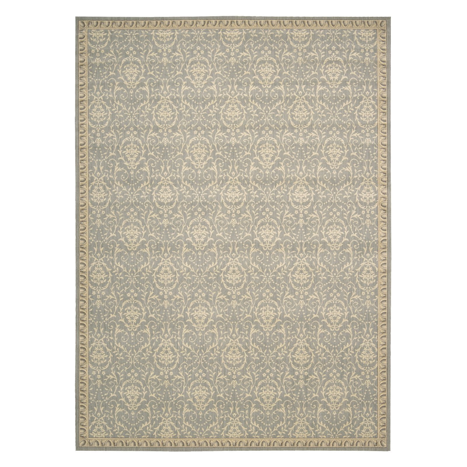 Elegant Vintage Blue Wool & Silk Blend Area Rug - 7'x9'