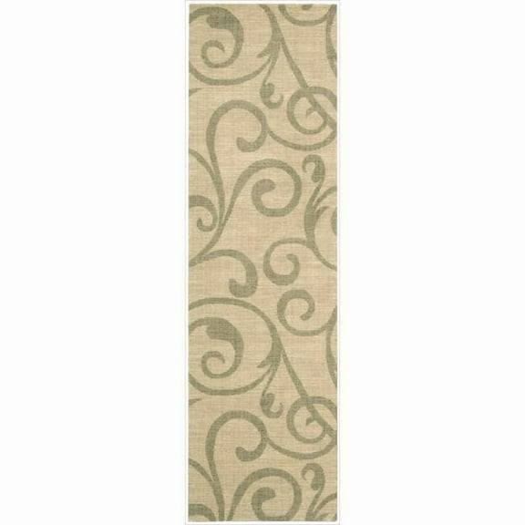 Nourison  Riviera RI03 Wool Area Rug Brown, Yellow 2'3" x 8' Runner Latex Free Silk, Synthetic, Wool Abstract 8' Runner Runner, Indoor Entryway,