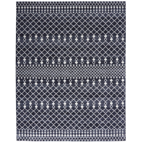 Nourison Royal Moroccan Moroccan Navy/Grey 6'7" x 9'6" Area Rug, (7x10)