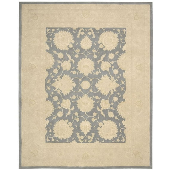 Nourison Royal Serenity Area Rug Grey 7'6" x 9'6" 8' x 10' Indoor,Handmade Living Room,Bedroom,Dining Room Tan Rectangle