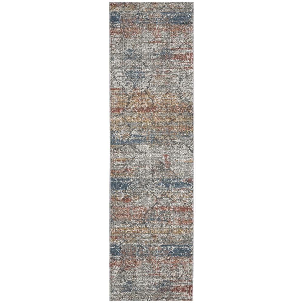 Rustic Textures 26" Multicolor Abstract Runner Rug