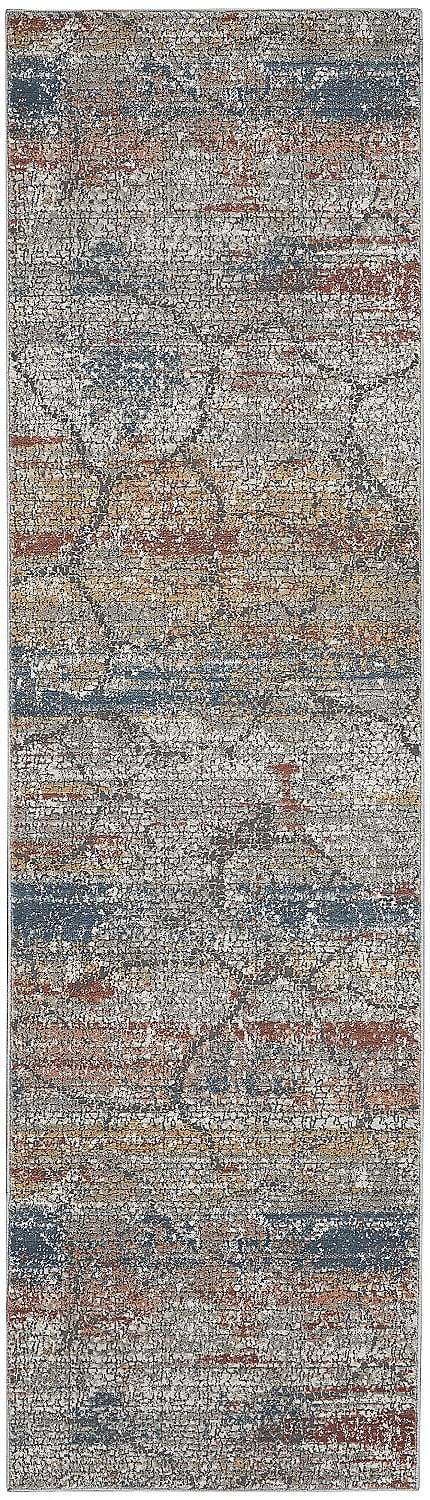 Rustic Textures 26" Multicolor Abstract Runner Rug