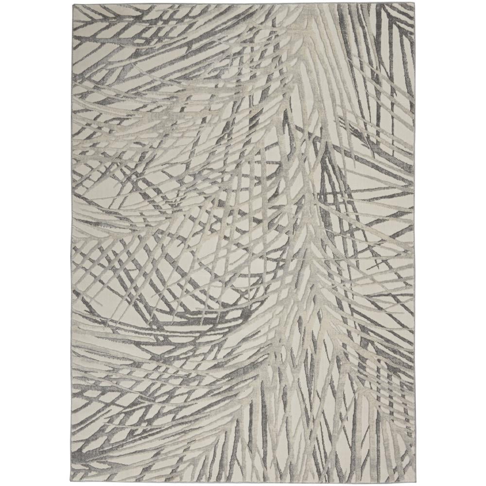 Ivory Abstract Synthetic 4' x 6' Easy Care Rug