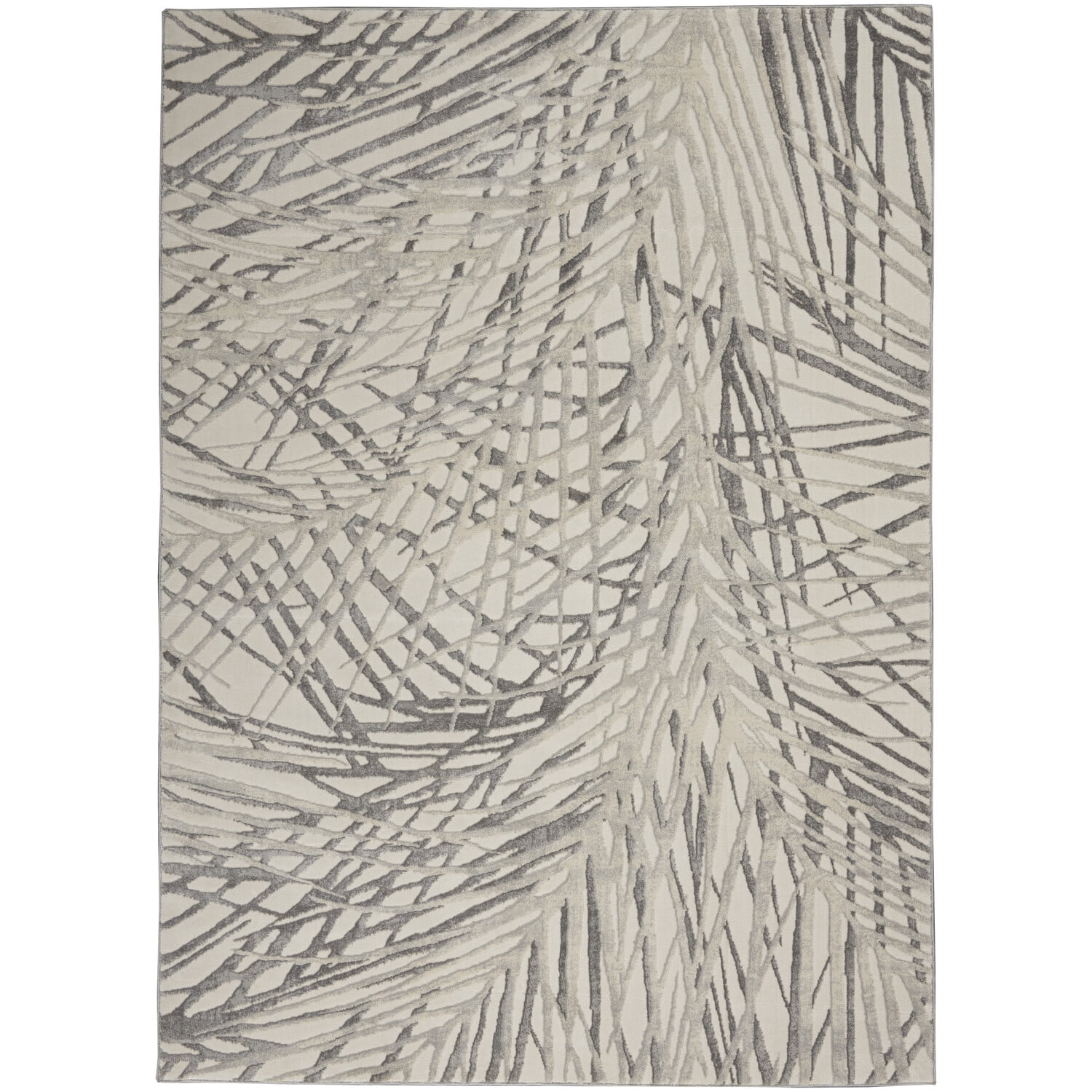 Ivory Abstract Synthetic 4' x 6' Easy Care Rug
