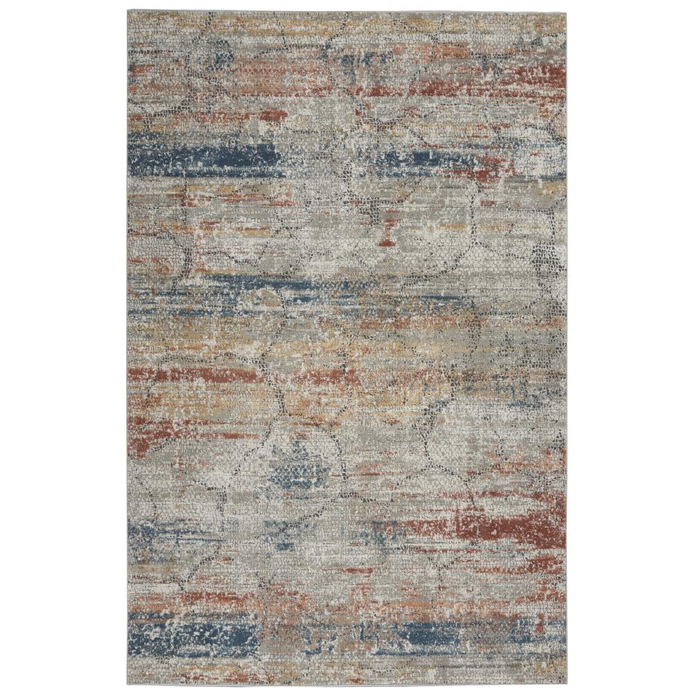Slate Blue and Granite Grey 4' x 6' Synthetic Easy-Care Rug