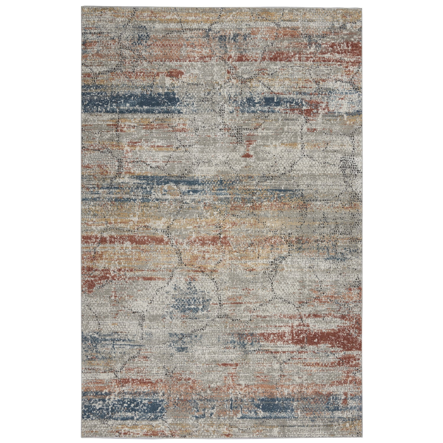 Slate Blue and Granite Grey 4' x 6' Synthetic Easy-Care Rug