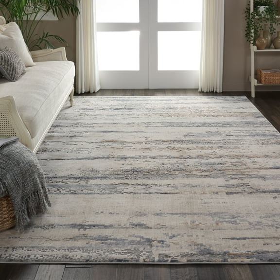 Nourison Rustic Textures Abstract Beige/Grey 7'10" x 10'6" Area Rug, (8x11)