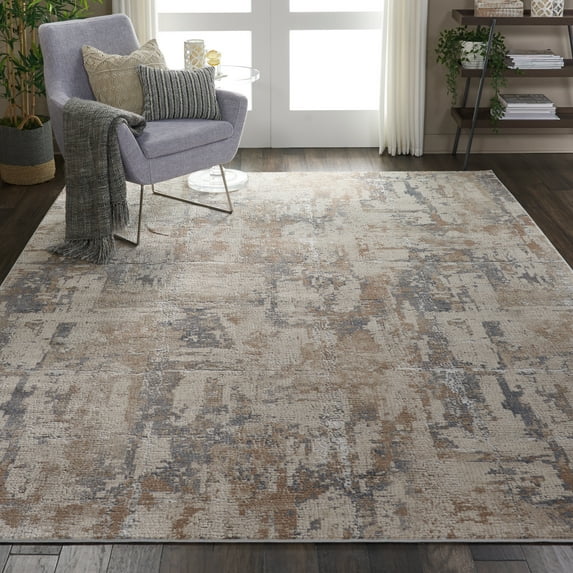 Nourison Rustic Textures Abstract Beige/Grey 9'3" x 12'9" Area Rug, (9x13)