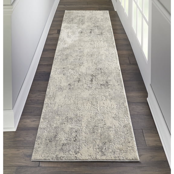 Nourison Rustic Textures Abstract Grey/Beige 2'2" x 7'6" Area Rug, (2x8)