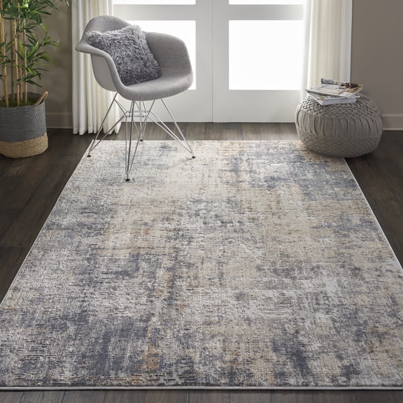 Nourison Rustic Textures Abstract Grey/Beige 5'3" x 7'3" Area Rug, (5x7)