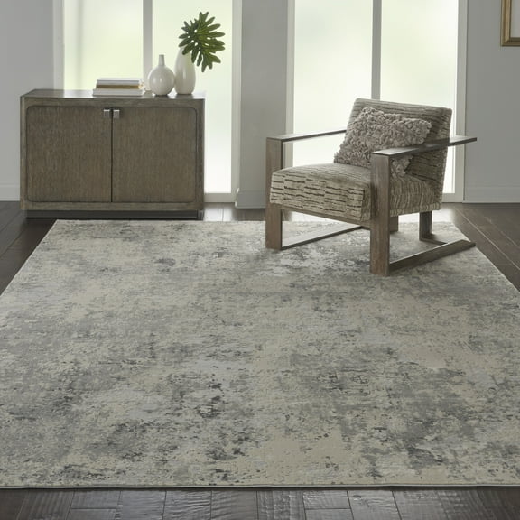 Nourison Rustic Textures Abstract Grey/Beige 7'10" x 10'6" Area Rug, (8x11)