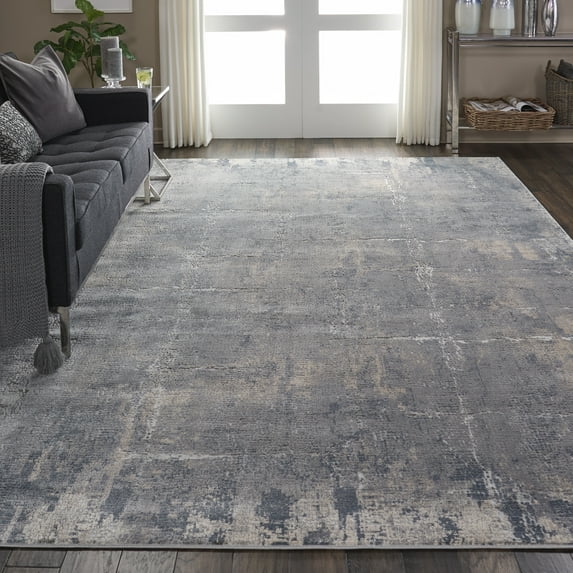 Nourison Rustic Textures Abstract Grey/Beige 7'10" x 10'6" Area Rug, (8x11)