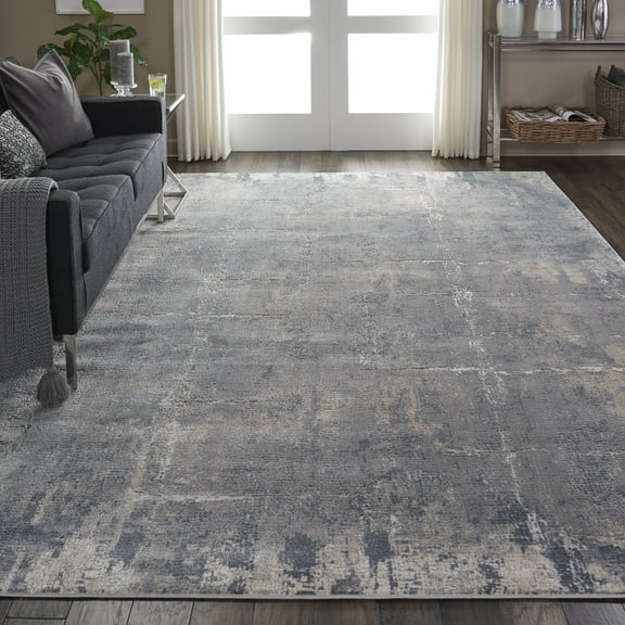Nourison Rustic Textures Abstract Grey/Beige 7'10" x 10'6" Area Rug, (8x11)