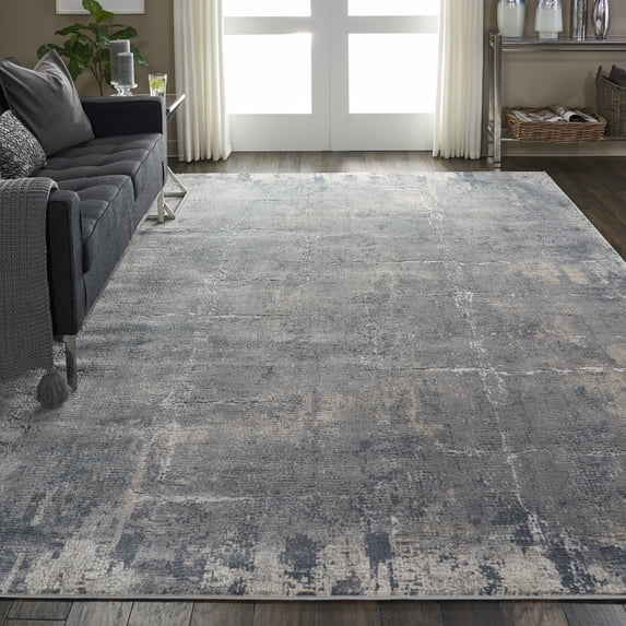 Nourison Rustic Textures Abstract Grey/Beige 9'3" x 12'9" Area Rug, (9x13)