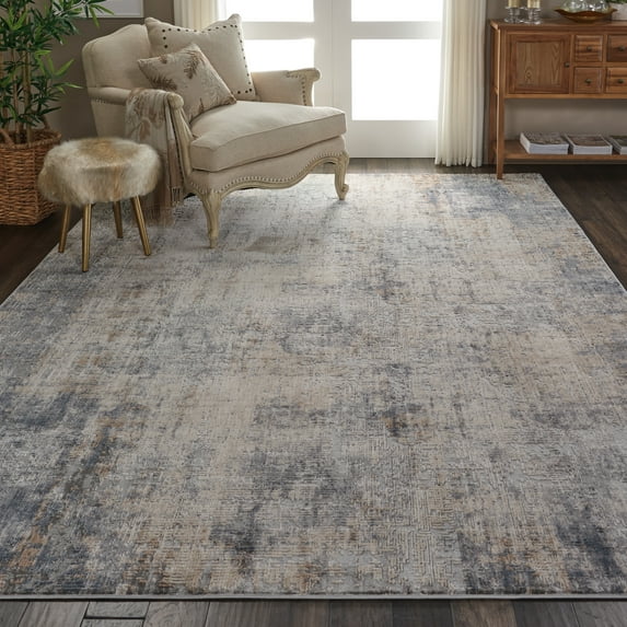 Nourison Rustic Textures Abstract Grey/Beige 9'3" x 12'9" Area Rug, (9x13)
