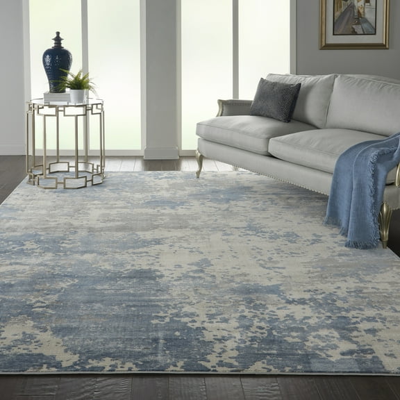 Nourison Rustic Textures Abstract Grey/Blue 7'10" x 10'6" Area Rug, (8x11)