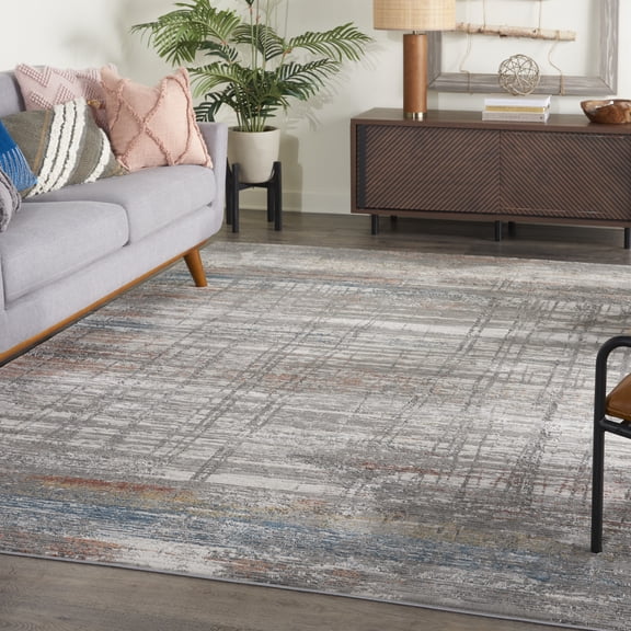 Nourison Rustic Textures Abstract Grey/Multi 9'3" x 12'9" Area Rug, (9x13)