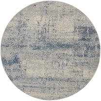 Nourison Rustic Textures Abstract Indoor Area Rug Ivory Blue 7'10" x round