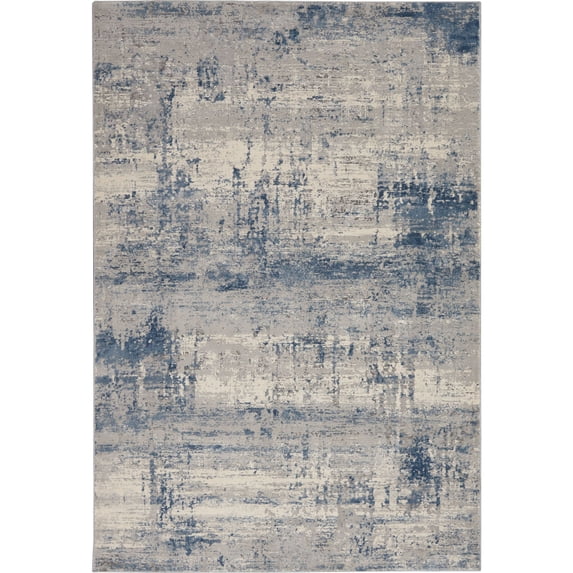 Nourison Rustic Textures Abstract Ivory/Blue 3'11" x 5'11" Area Rug, (4x6)