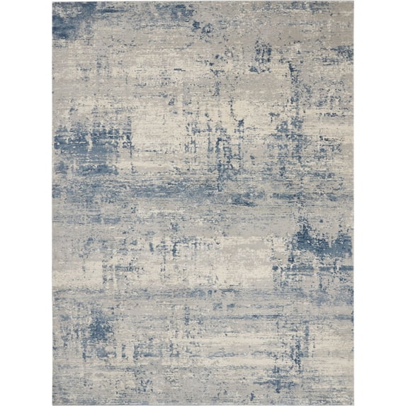 Nourison Rustic Textures Abstract Ivory/Blue 9'3" x 12'9" Area Rug, (9x13)